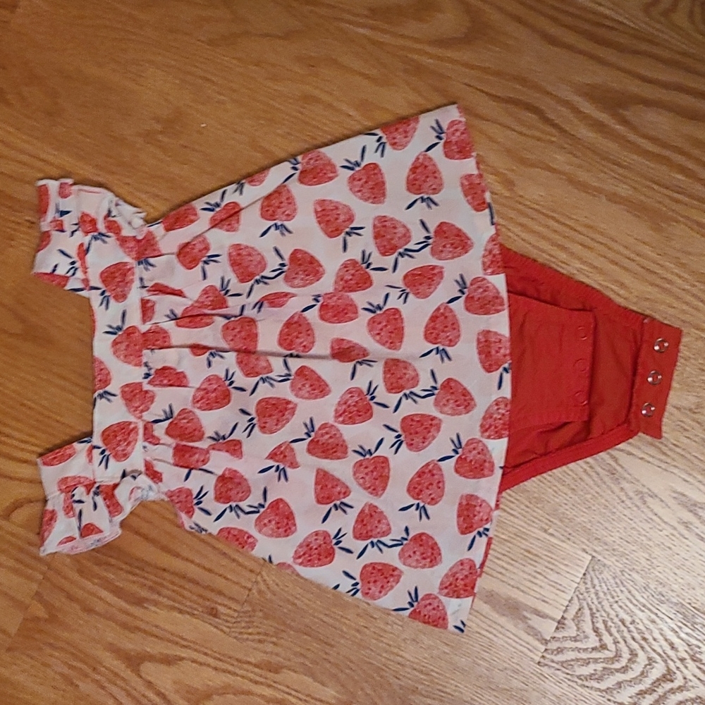 Strawberry summer time cotton onesie
